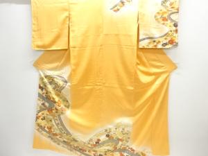 流水に花模様刺繍訪問着